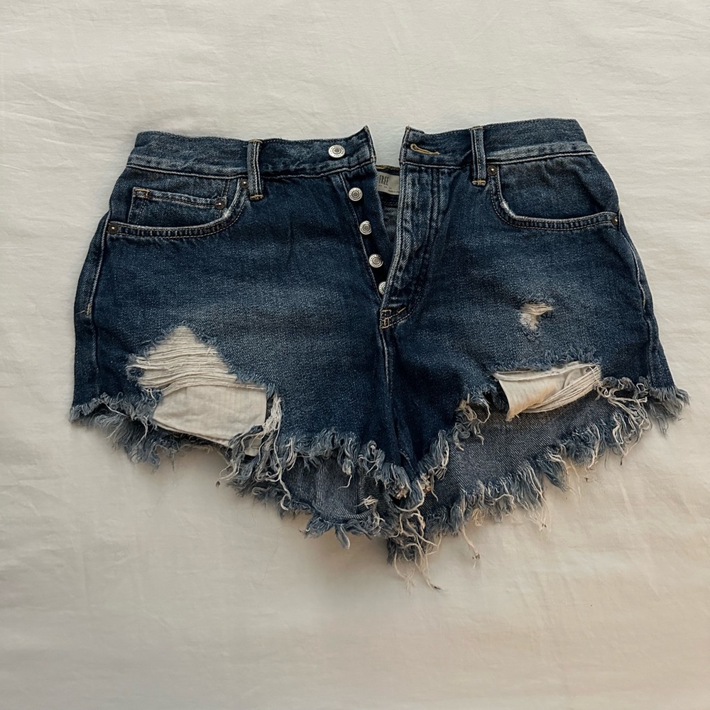 Distressed Dark Wash We The Free Free People Jean Shorts Size 28